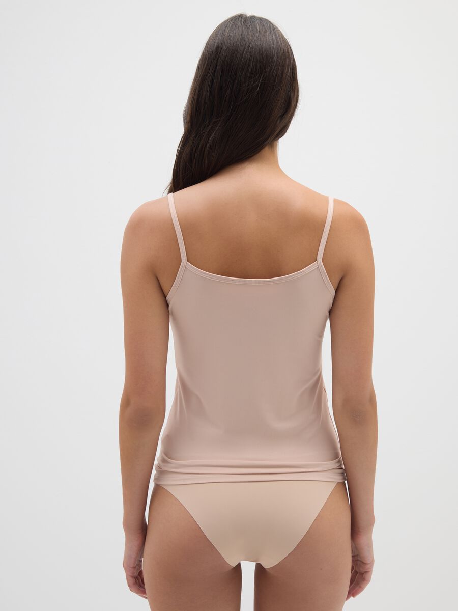 Top in tessuto elasticizzato beige regular fit_2