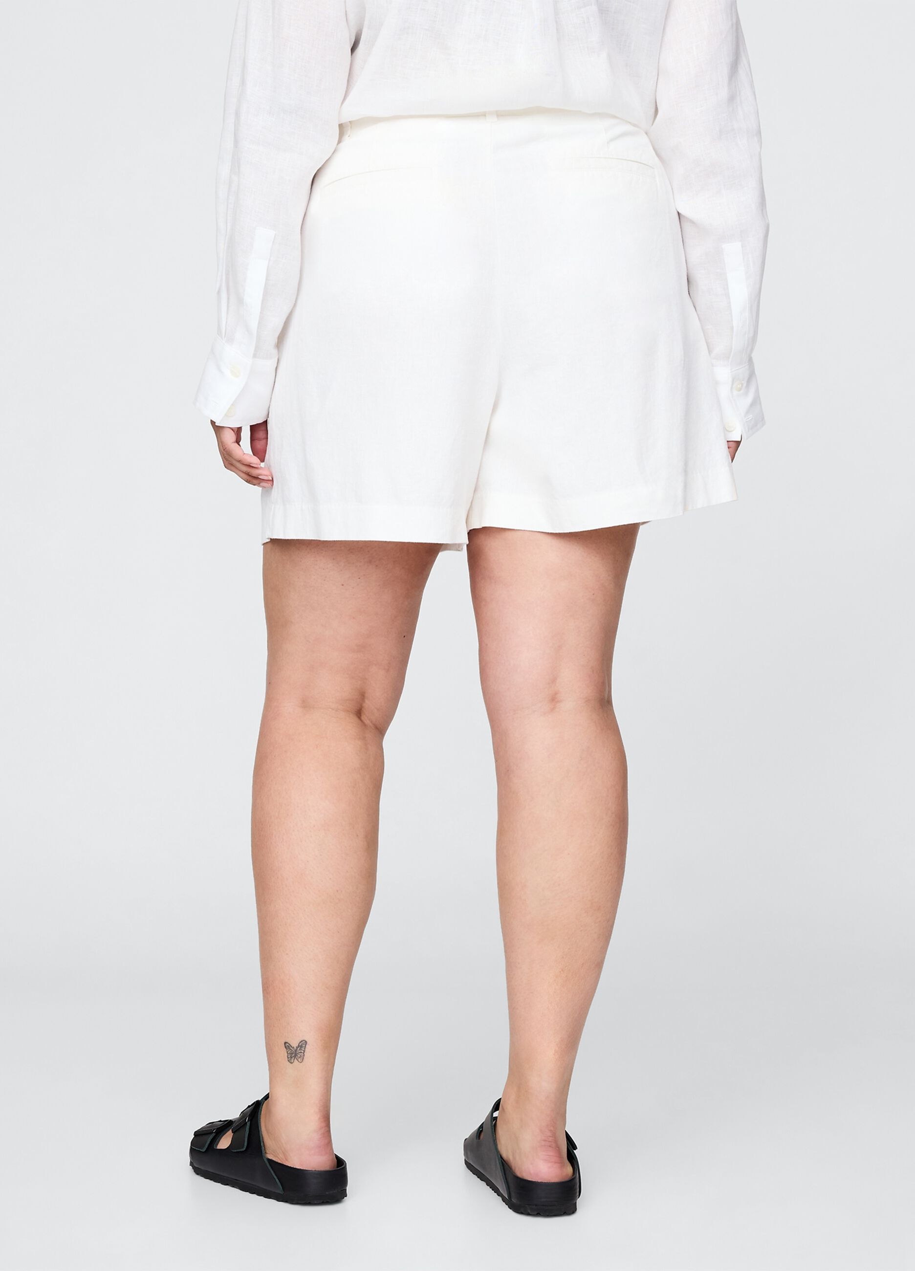 White Linen and Viscose Shorts by Gap