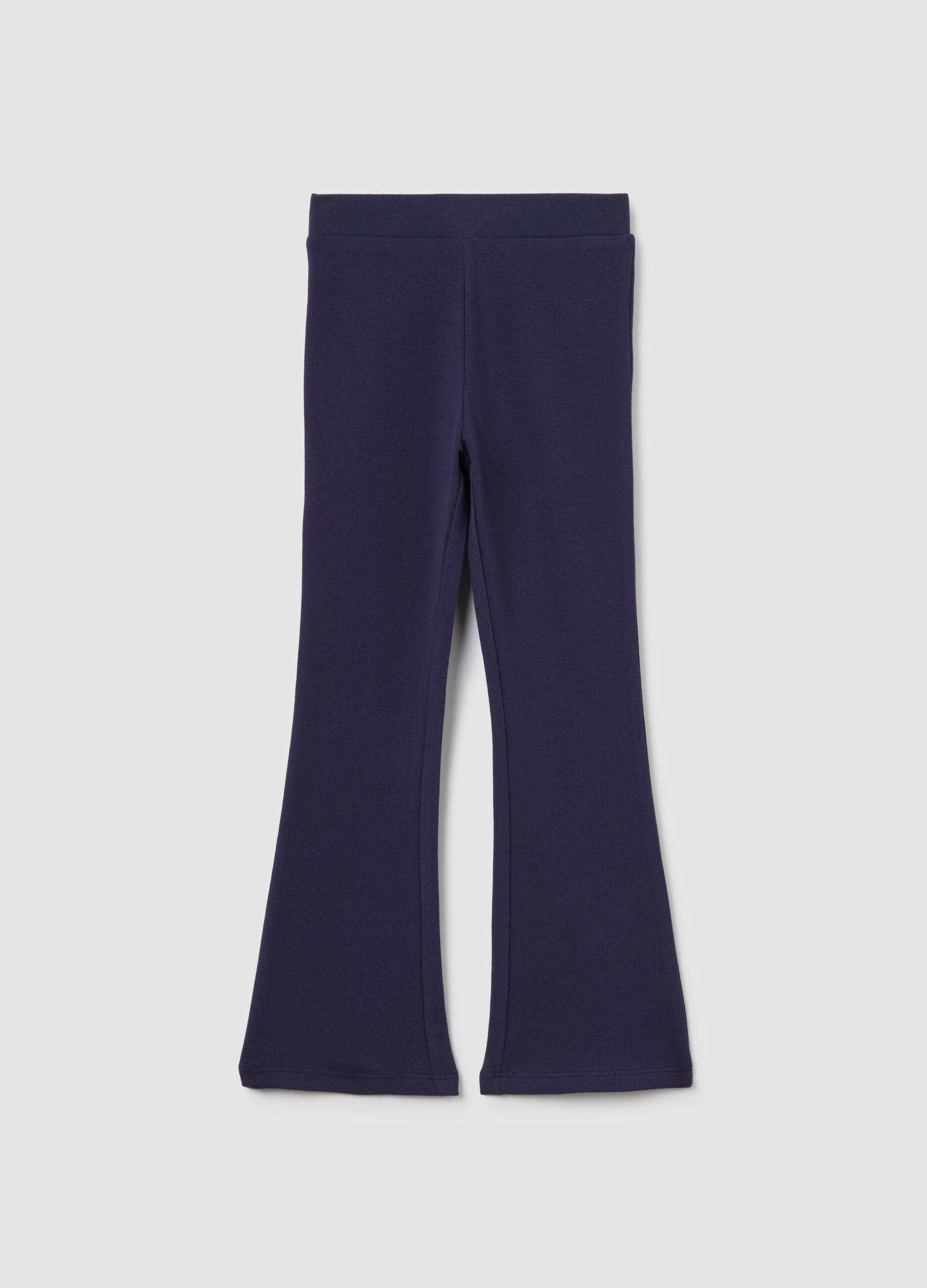 Girls' blue stretch cotton flare leggings