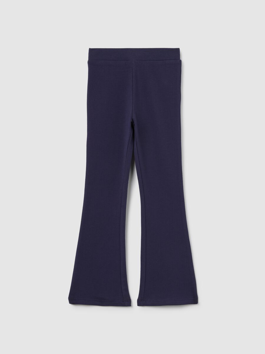 Girls' blue stretch cotton flare leggings_0