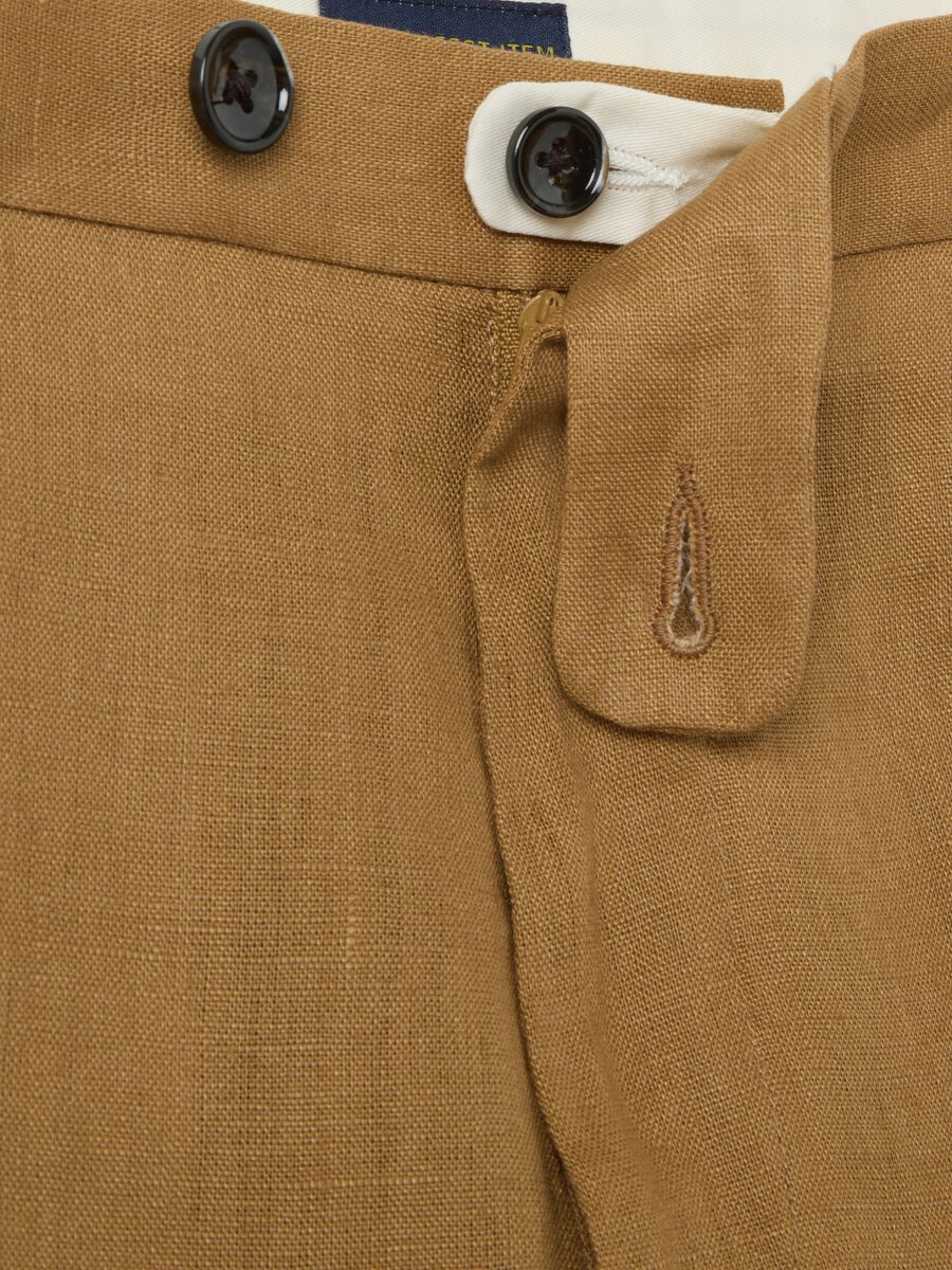 Men’s brown slim-fit trousers in 100% linen_5