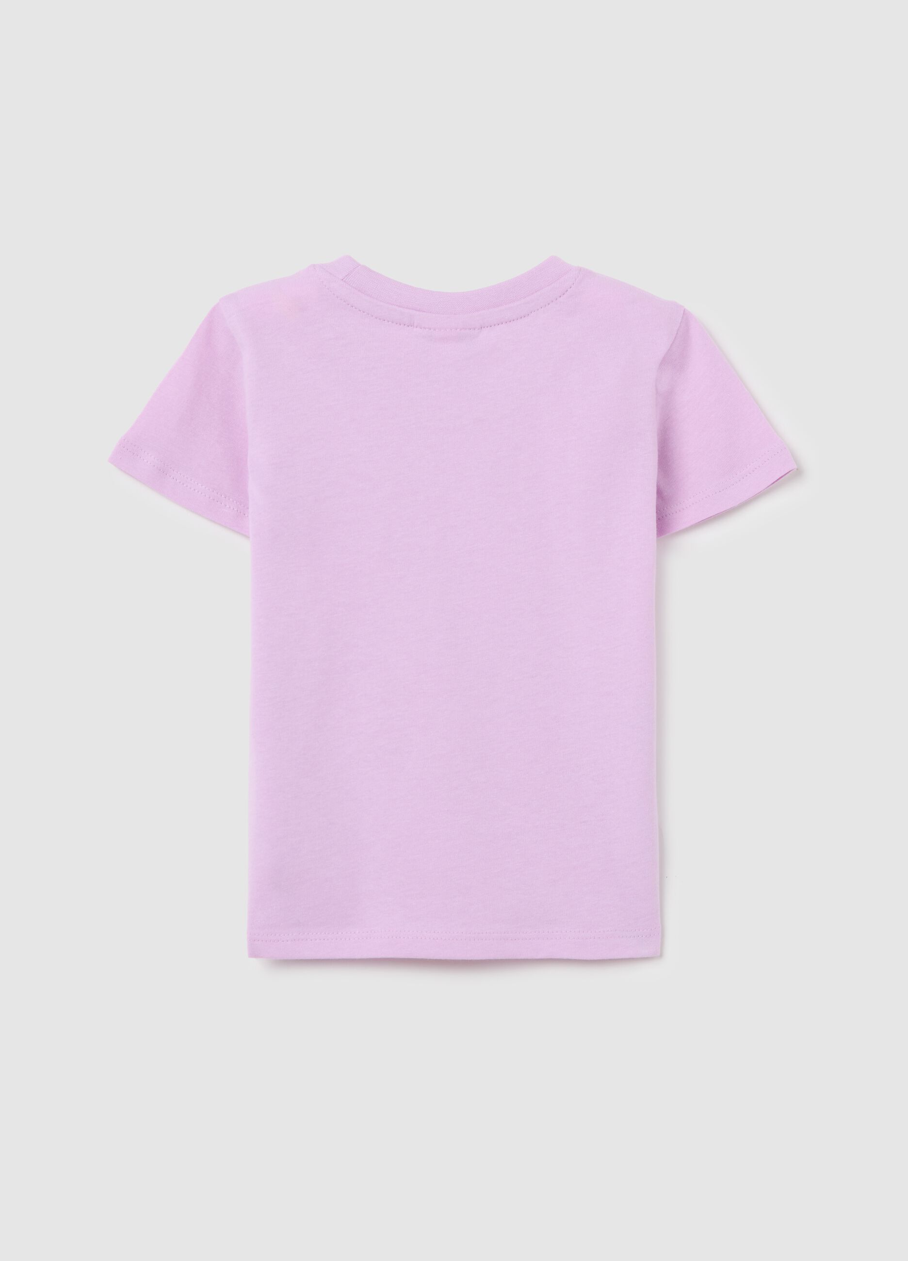 T-shirt viola in cotone con stampa 