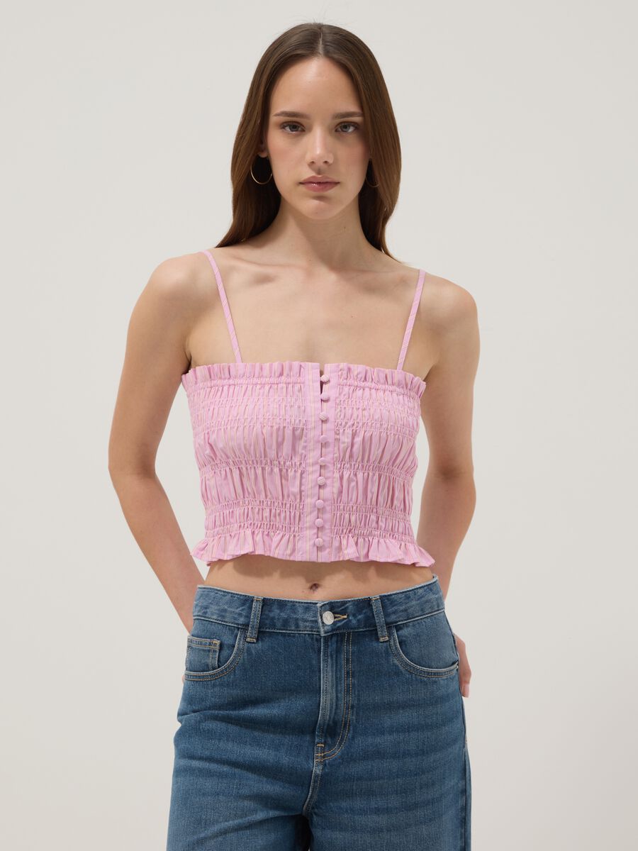 Pink pure cotton tank top with thin straps_1
