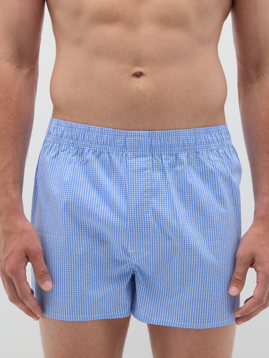 Bipack di boxer da uomo in puro cotone azzurro regular fit_1