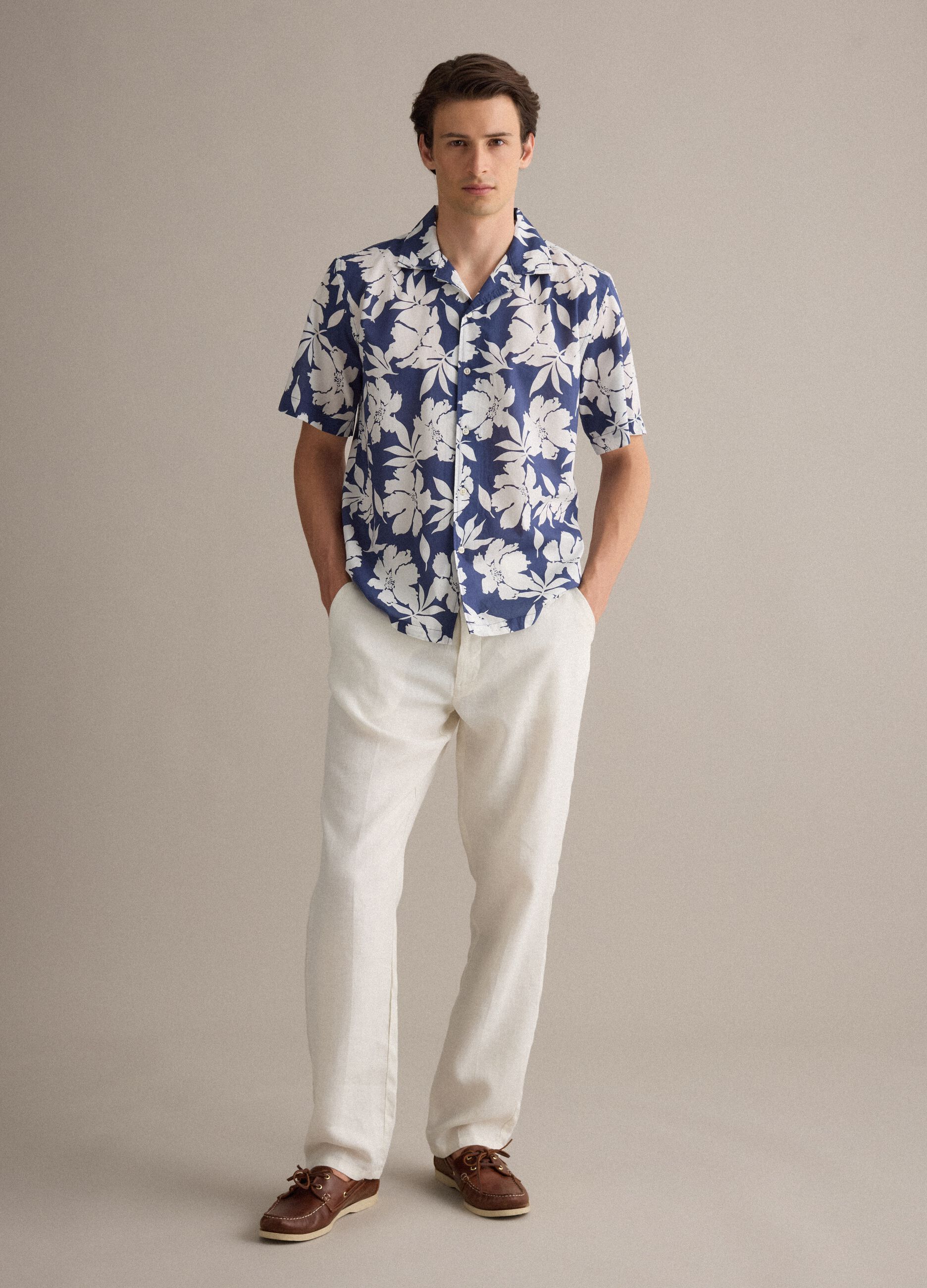 Blue organic cotton floral shirt