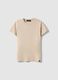 Beige pure cotton crew-neck T-shirt, regular fit_4