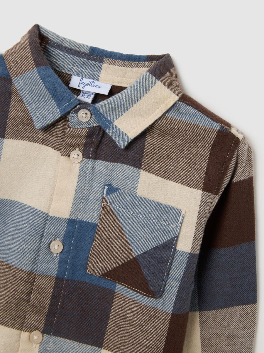 Camicia in flanella da bimbo in puro cotone multicolor regular fit_2