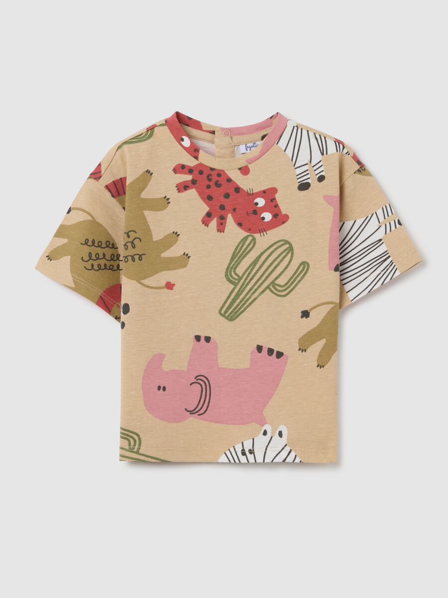 Children's multicolour pure cotton regular fit T-shirt with pattern_0