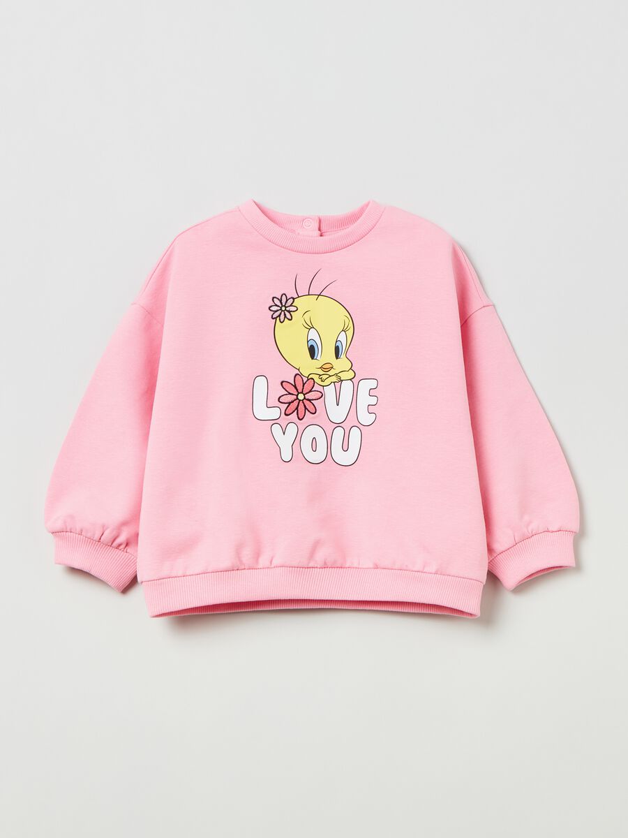 Cotton sweatshirt with Looney Tunes Tweety print_0