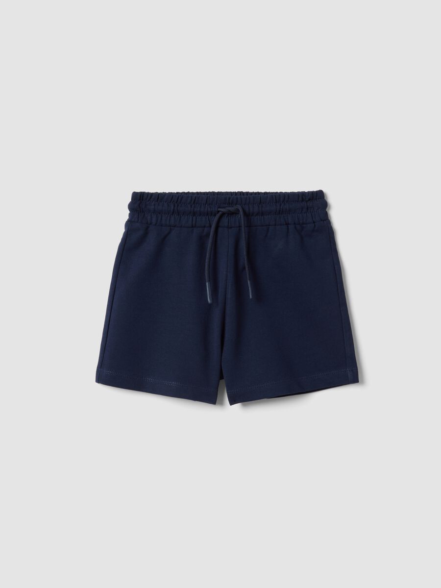 Shorts in puro cotone blu da bambina regular fit_0