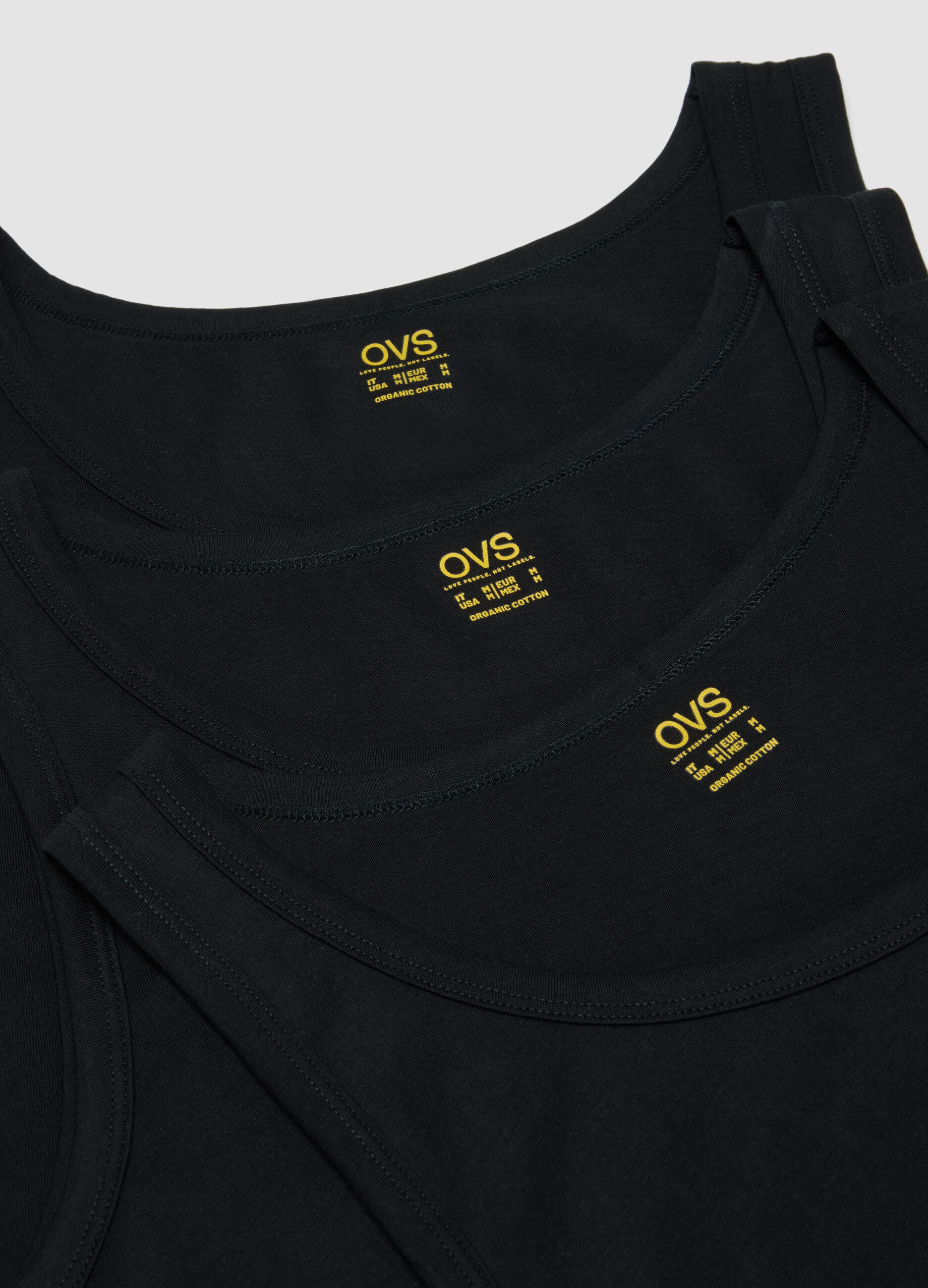 3-pack of blue organic cotton vests