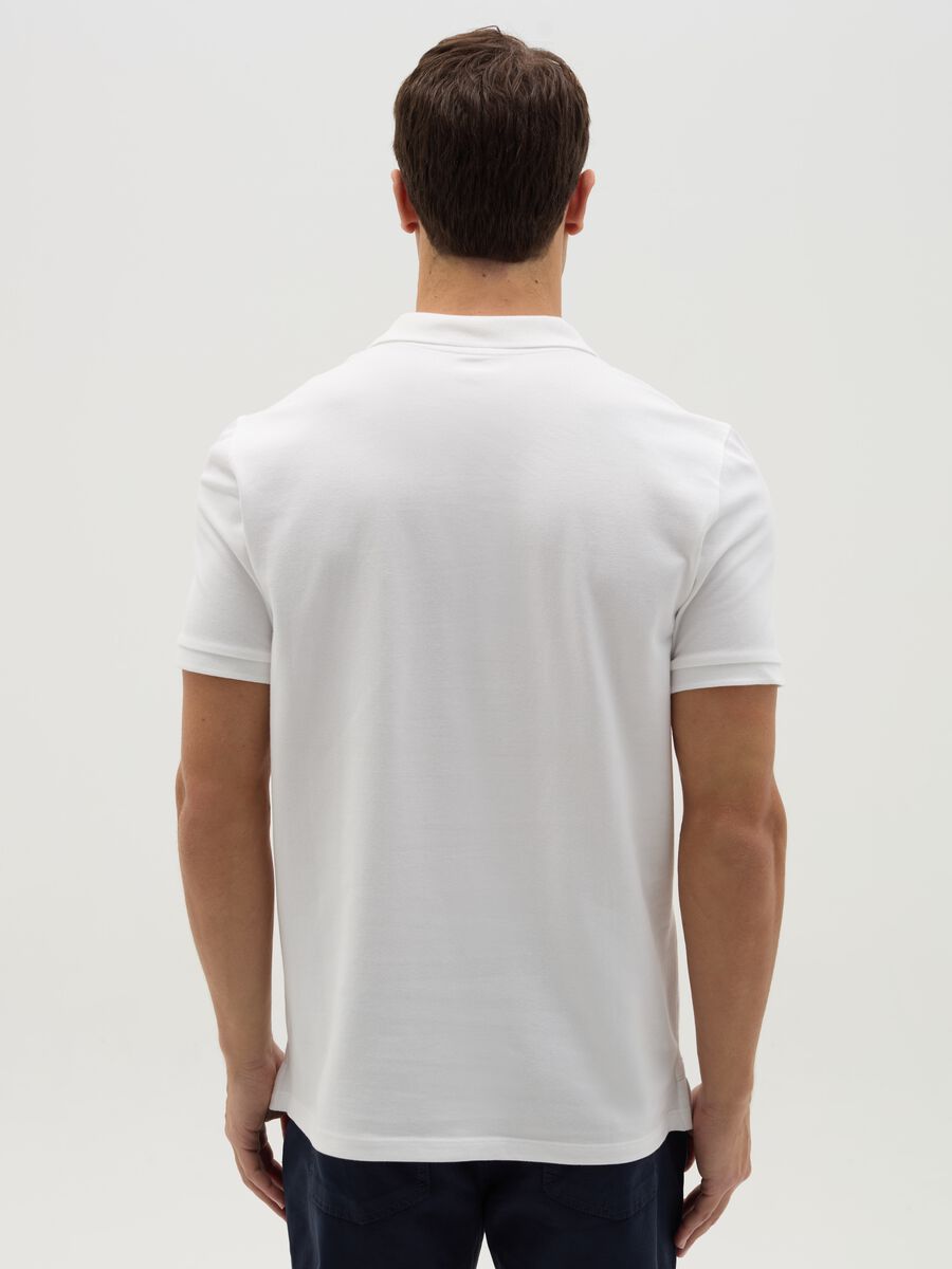 Stretch cotton polo shirt with pocket_2