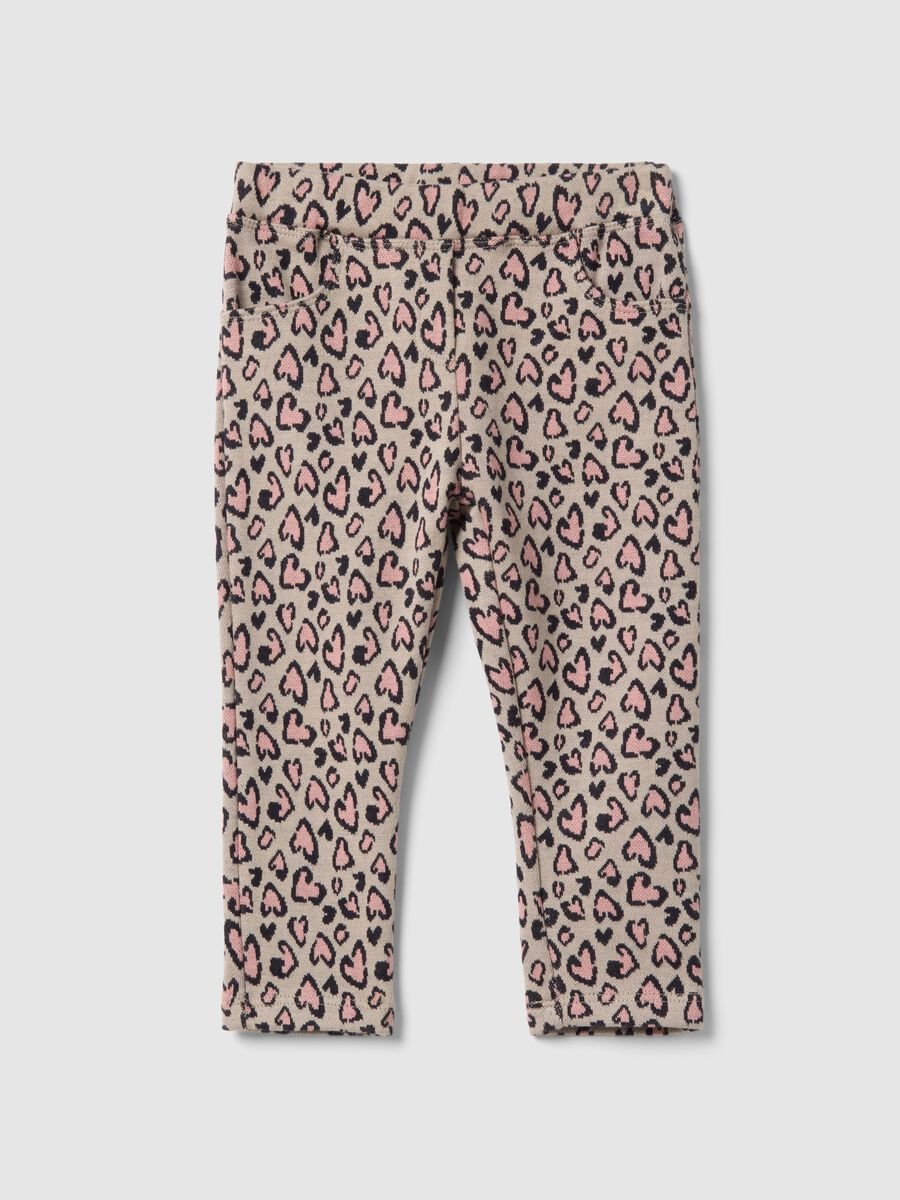Treggings slim fit leopardati in cotone elasticizzato per bimba_0
