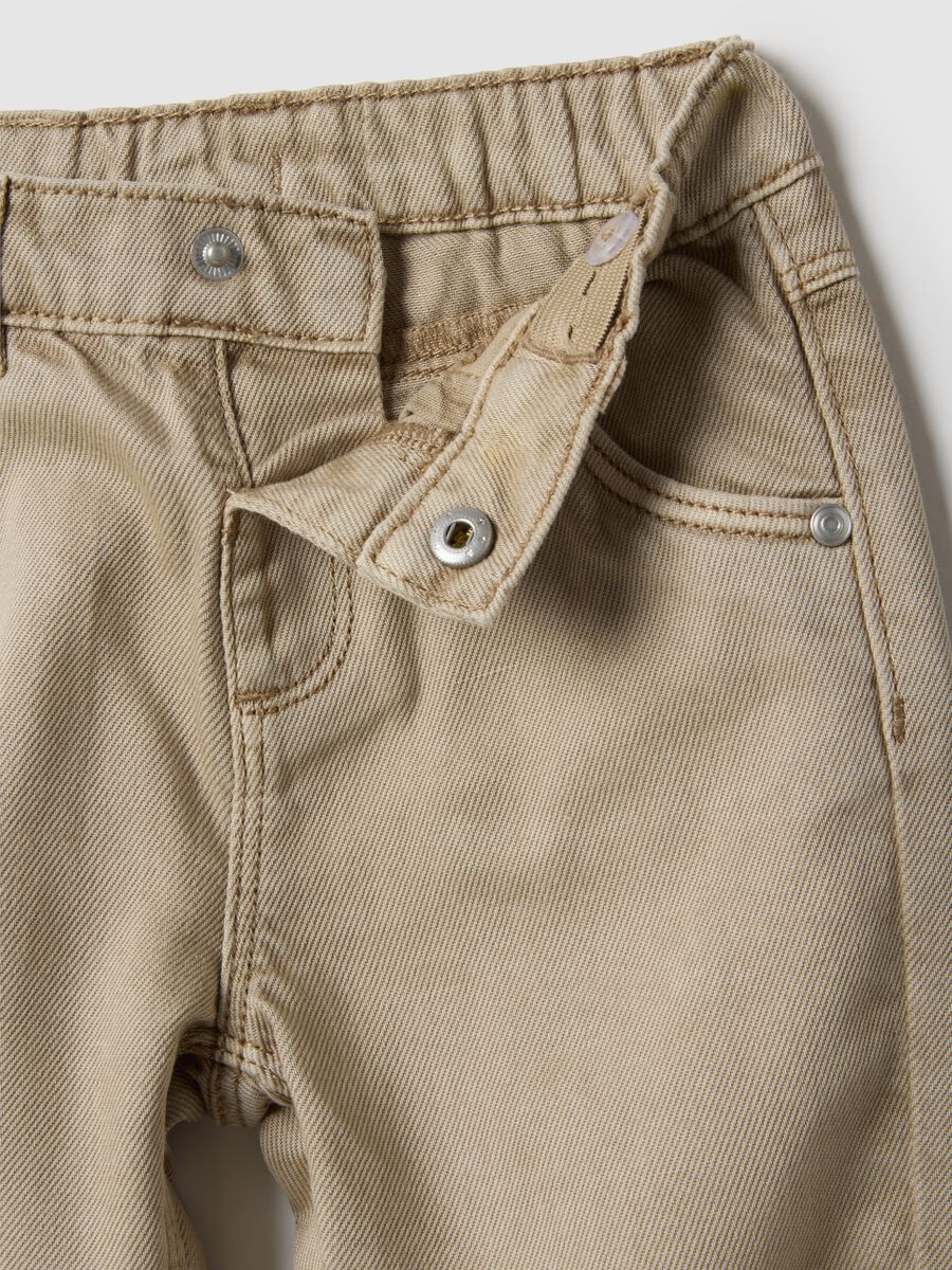Boys' beige regular fit pure cotton trousers_2