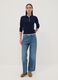 Maglia blu in misto viscosa con colletto polo regular fit_1