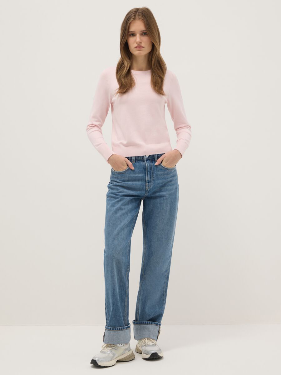 Pink crew-neck sweater regular fit_1