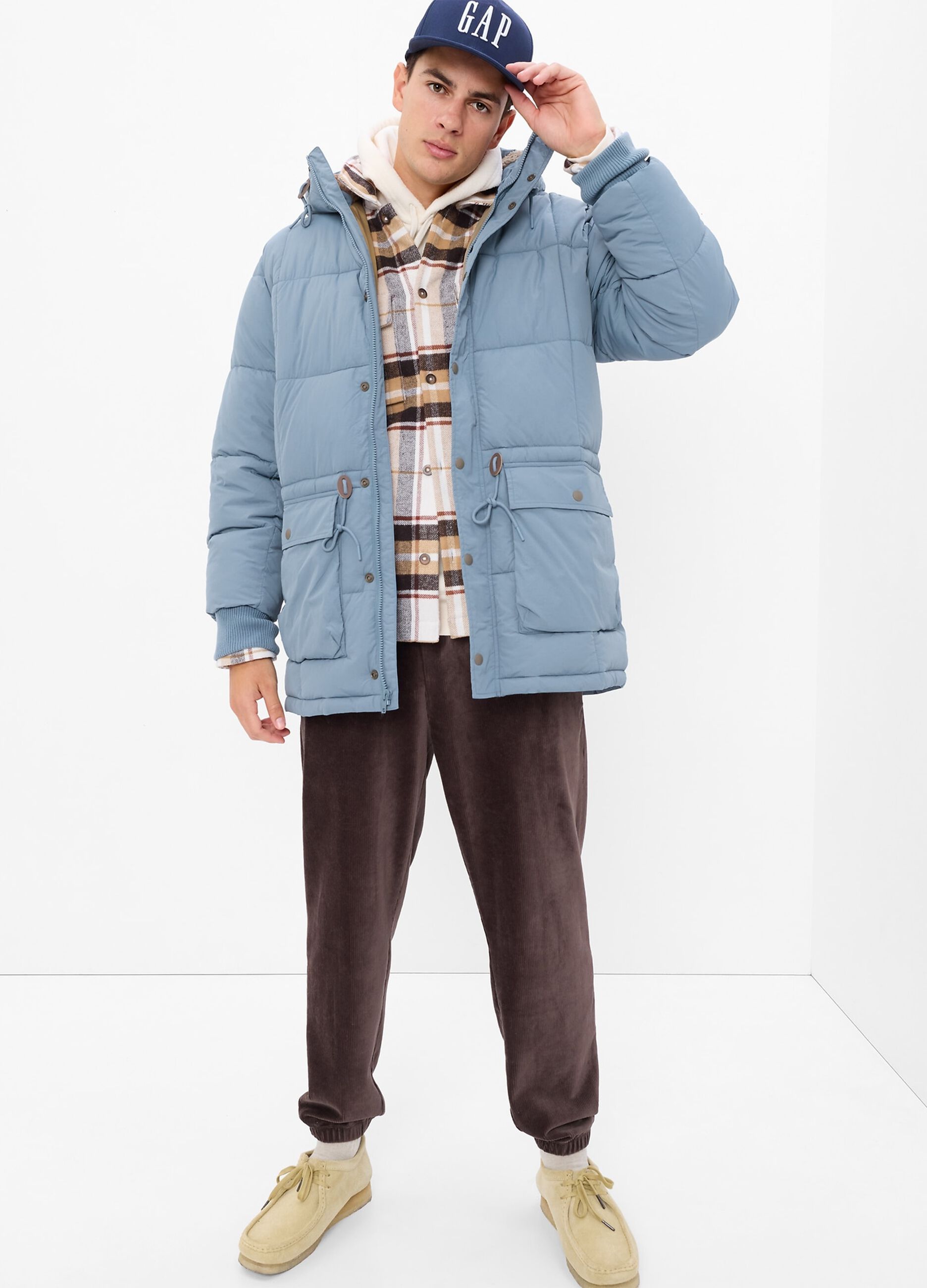 Quilted parka with sherpa lining