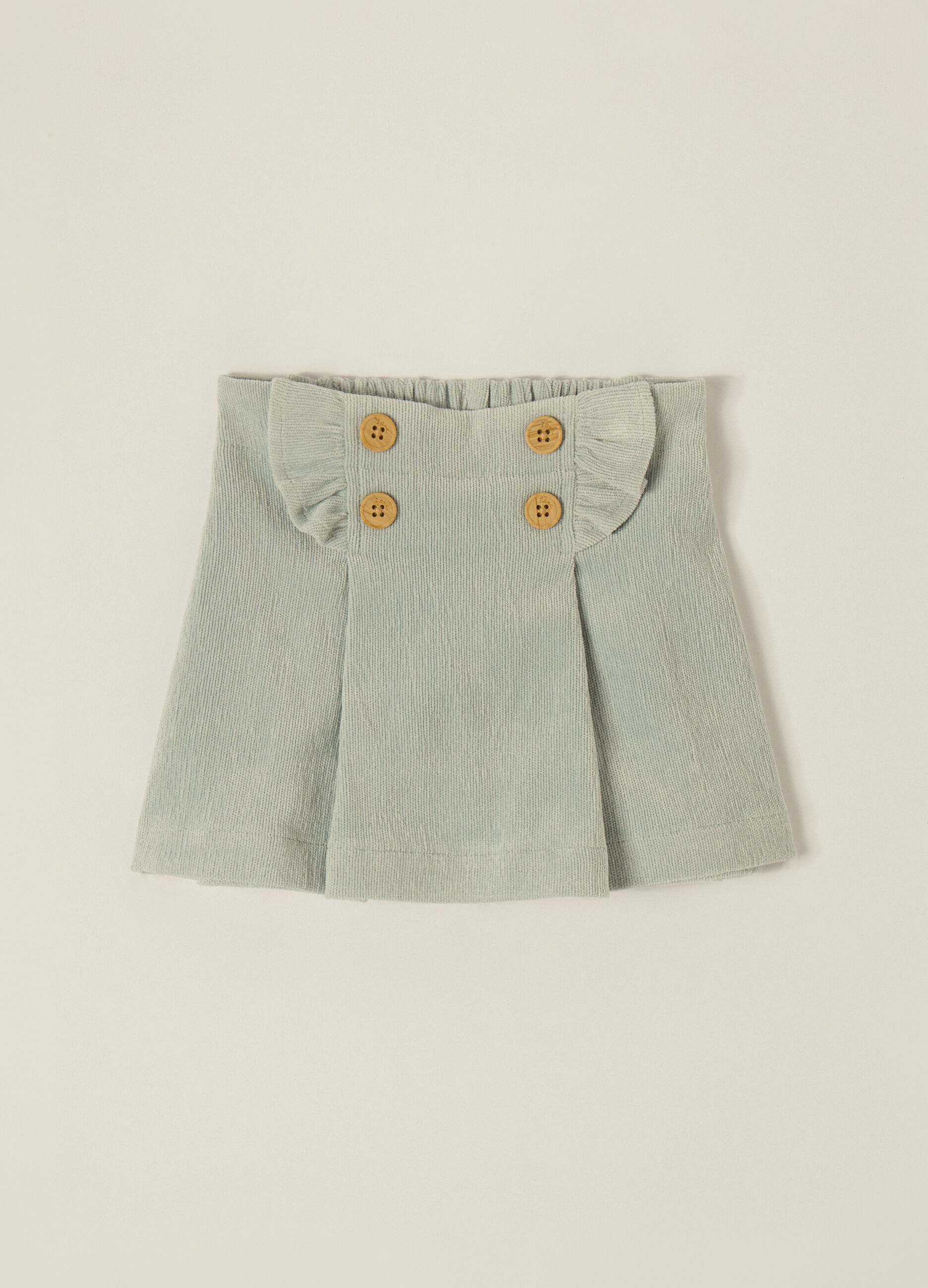 Elasticated Blue Corduroy Skirt
