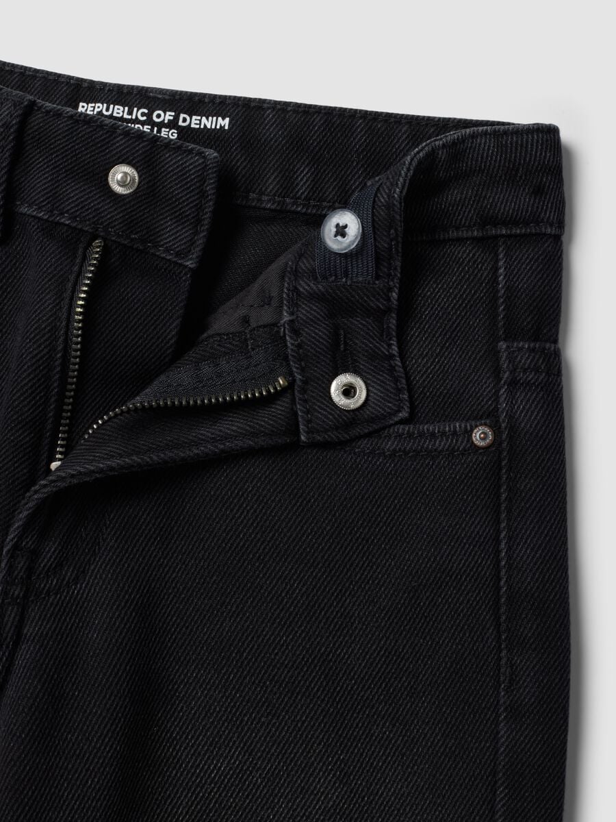 Jeans neri wide leg in misto cotone e viscosa per bambino_8