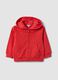 Red hooded sweatshirt in pure organic cotton, regular fit, for boys_0