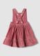 Pink pure cotton dress with ribbed square neckline, regular fit_1