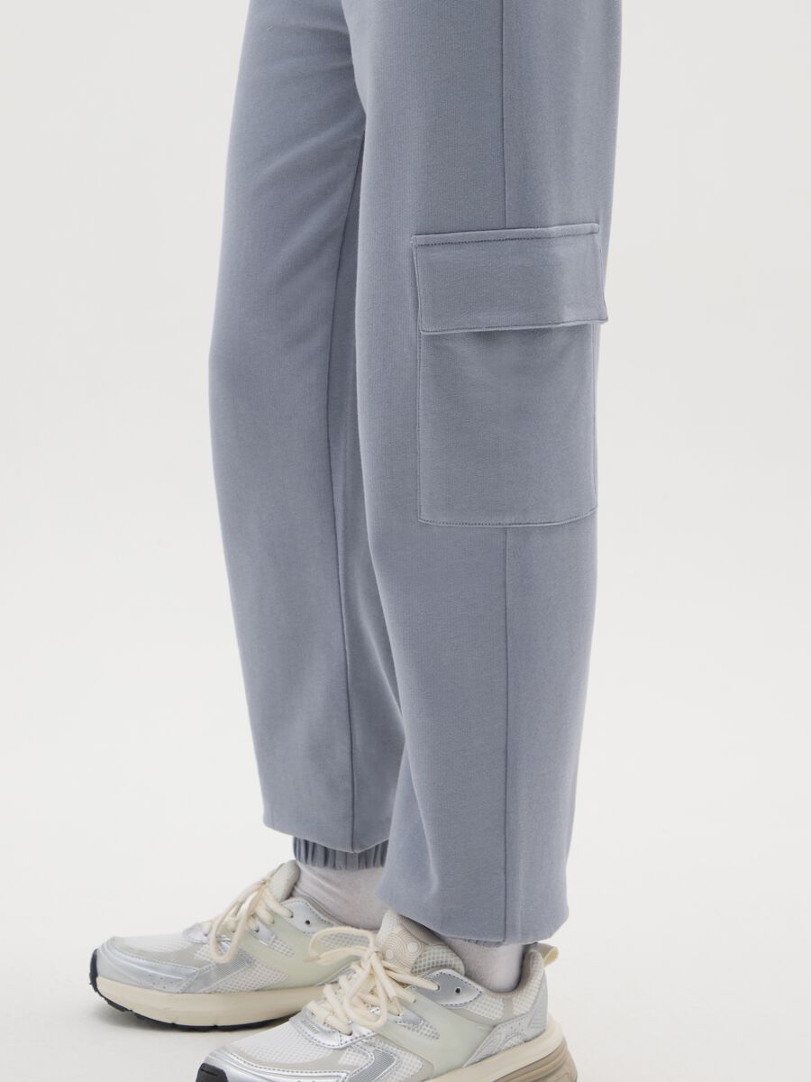 Girls Grey Cotton Trousers in Blue_3