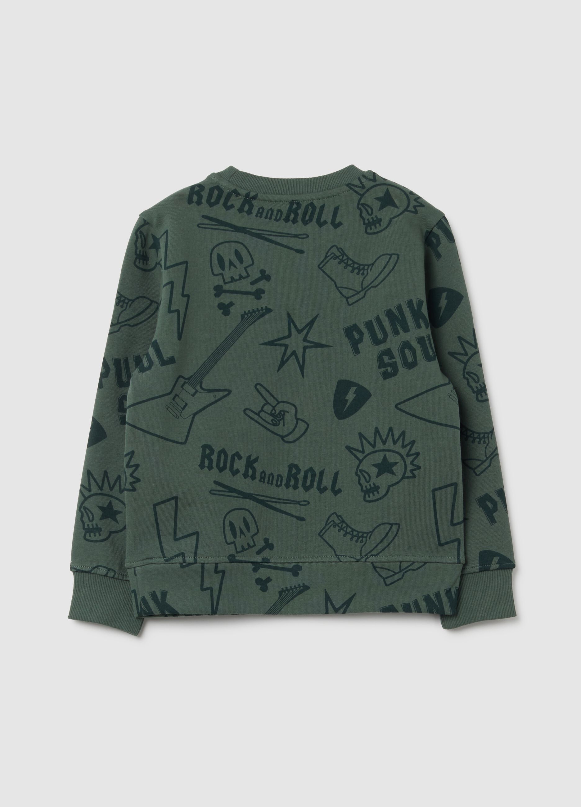 Felpa da ragazzo in puro cotone verde oversize