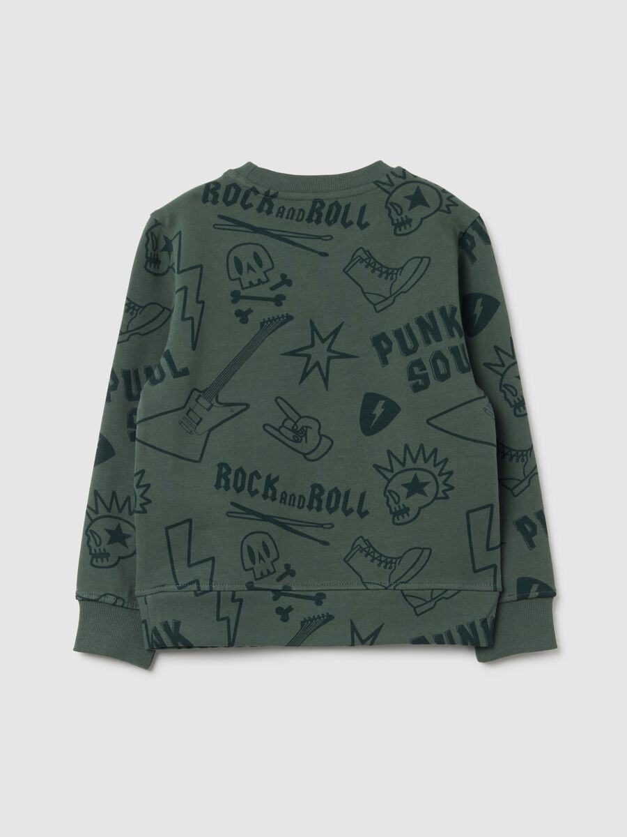 Felpa da ragazzo in puro cotone verde oversize_1