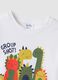 T-shirt bianca in cotone organico elasticizzato con dinosauri over fit_3