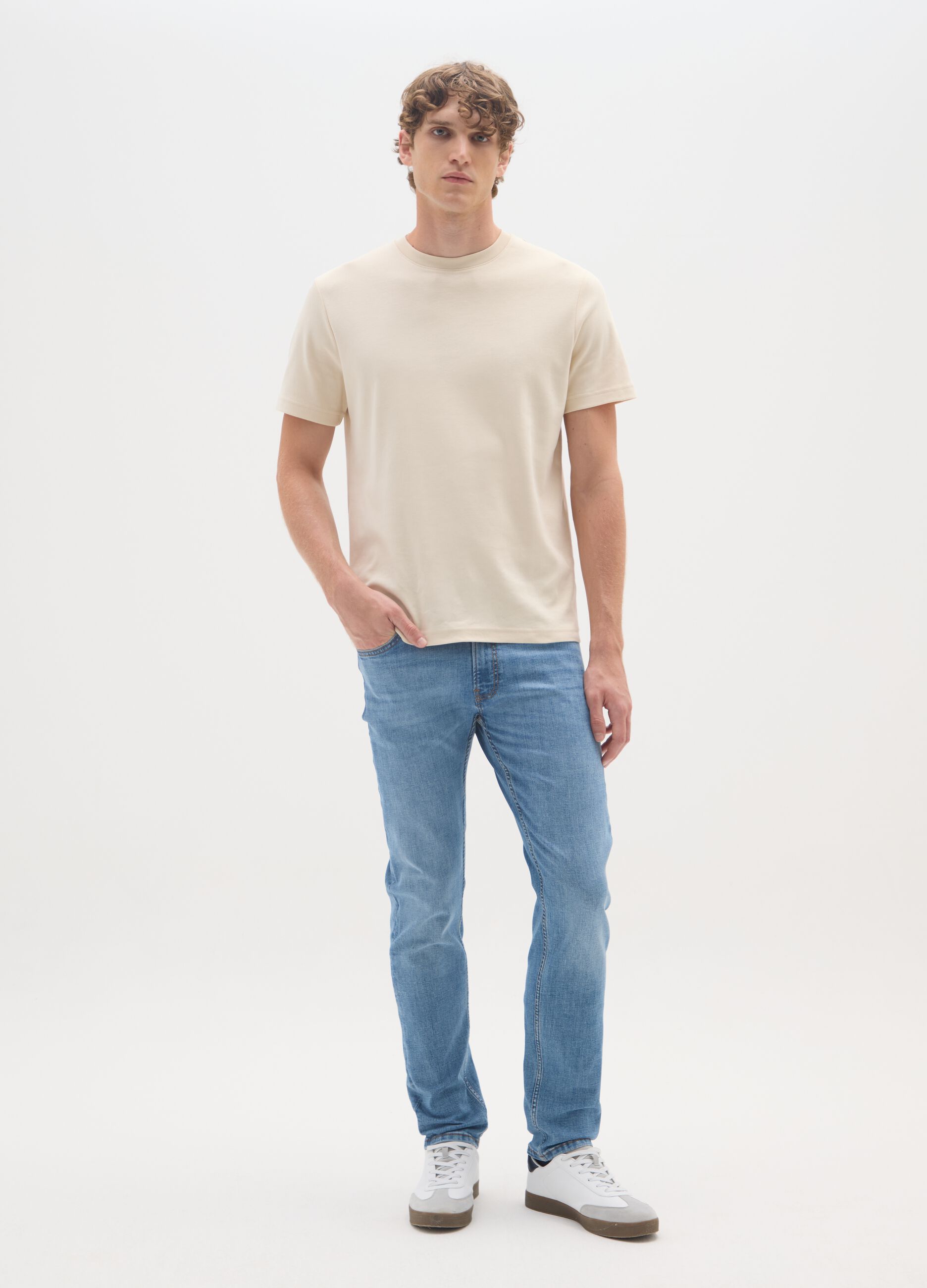 Slim fit stretch cotton blue denim jeans