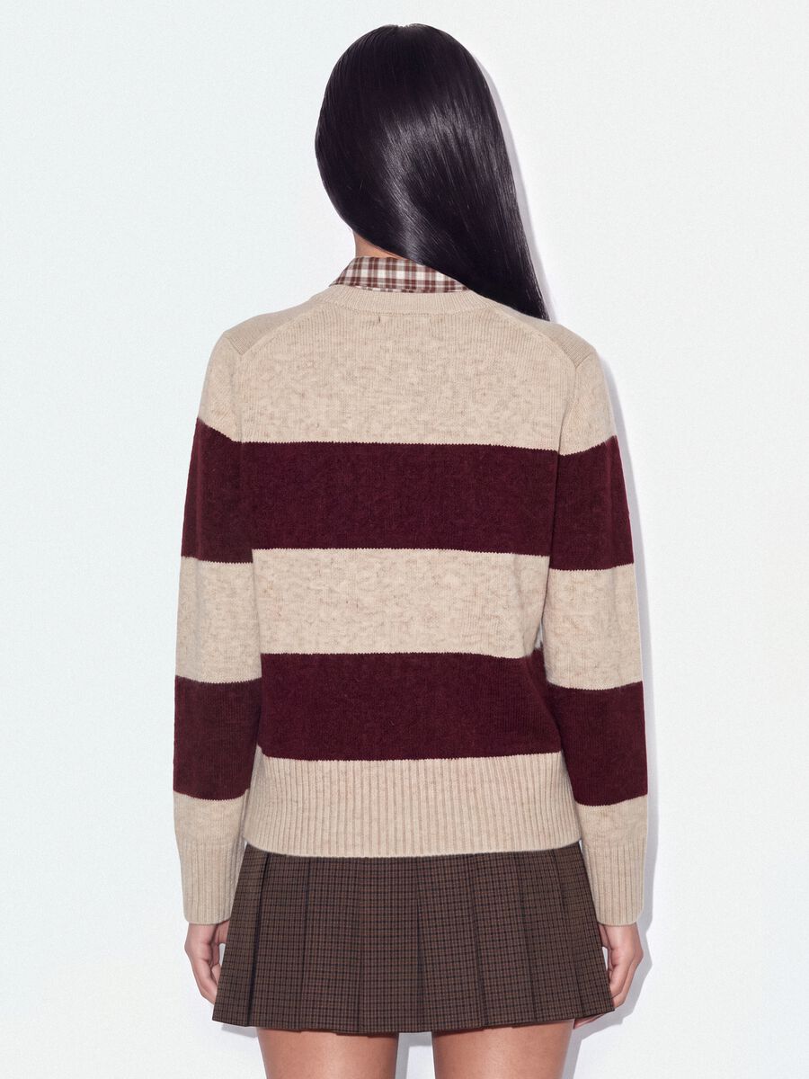 Beige striped stretch wool crew-neck jumper_2