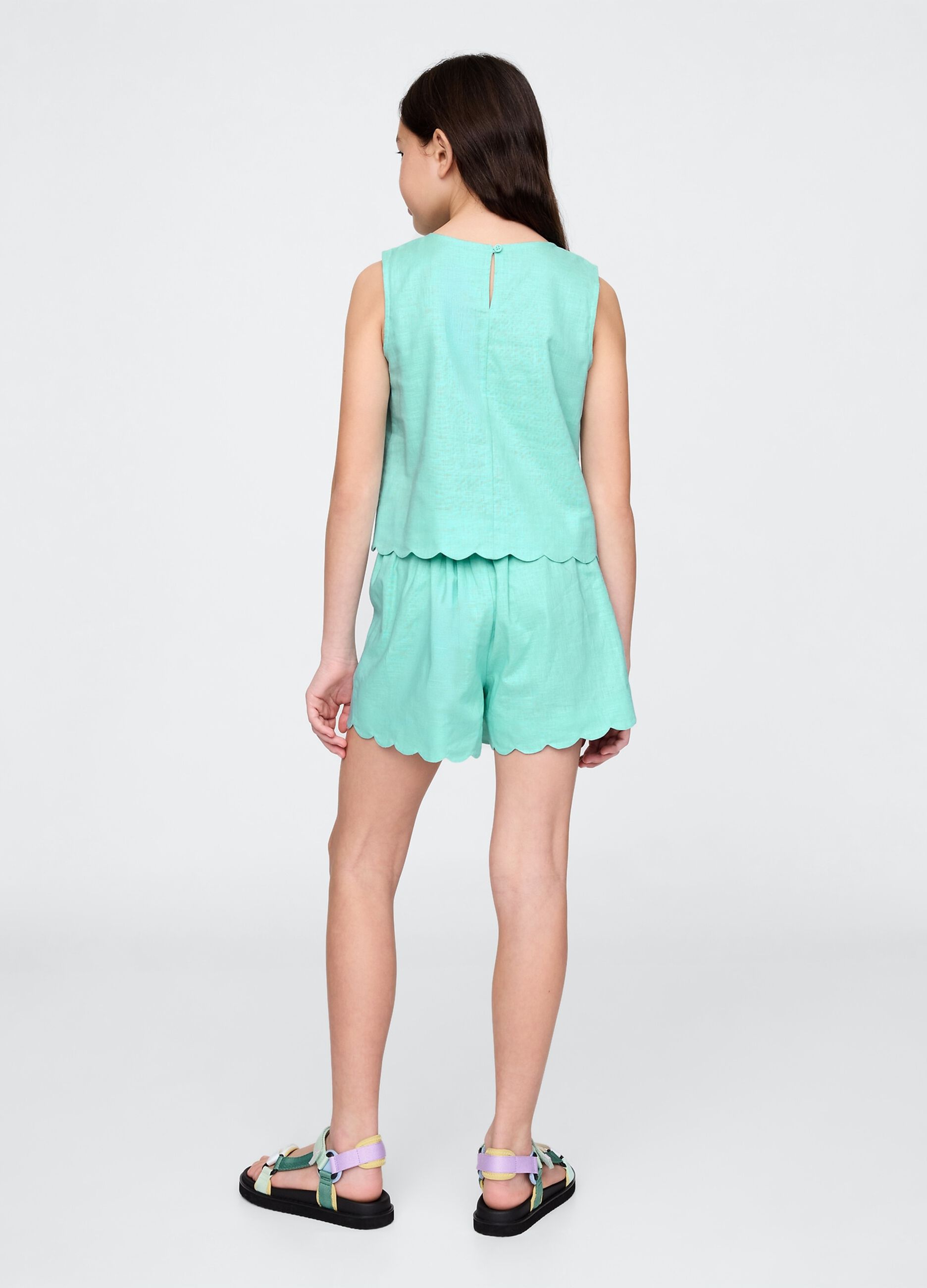 Green Skort with Scalloped Edge