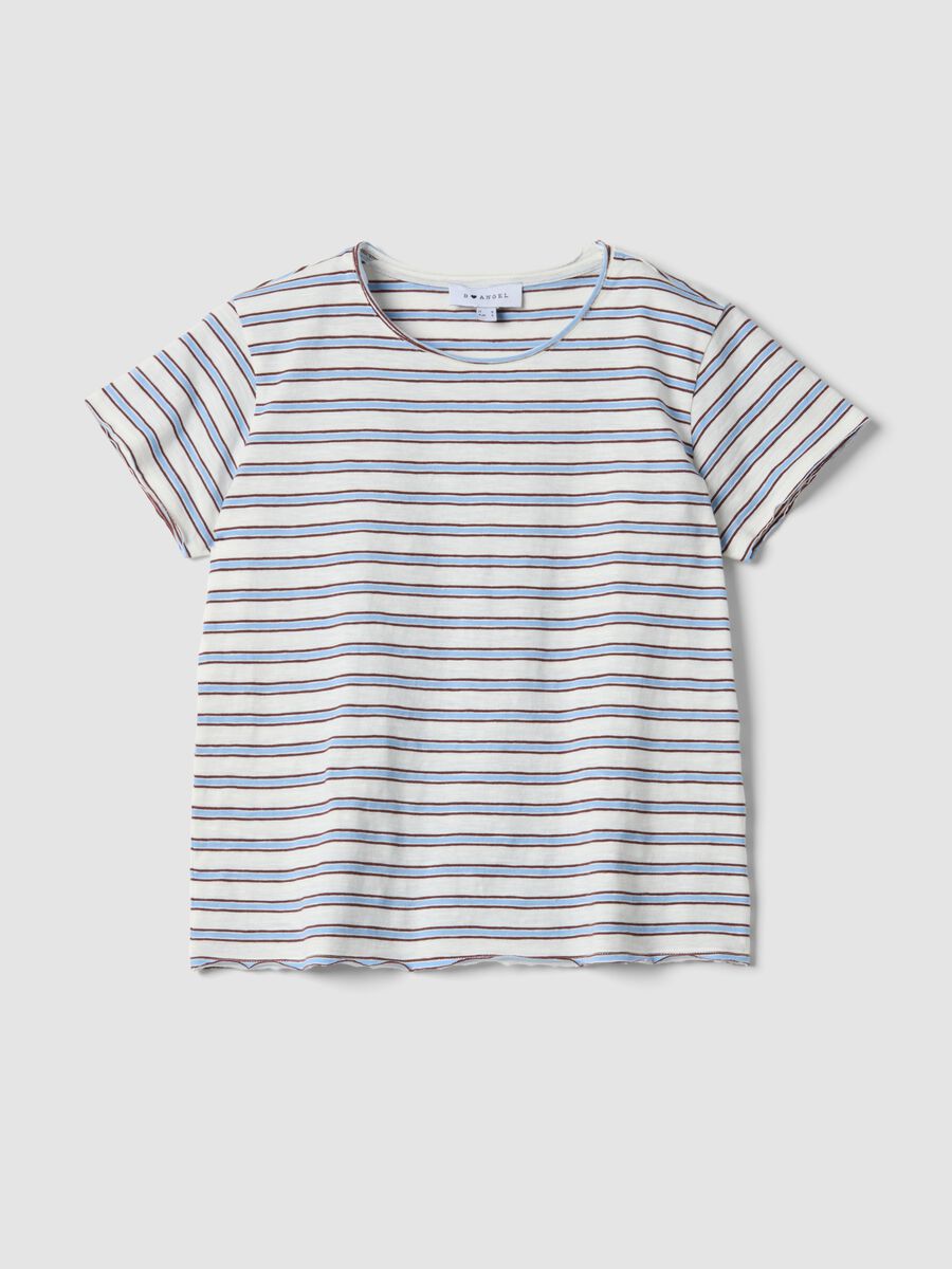 Regular-fit multicolour striped pure cotton short-sleeve T-shirt_4