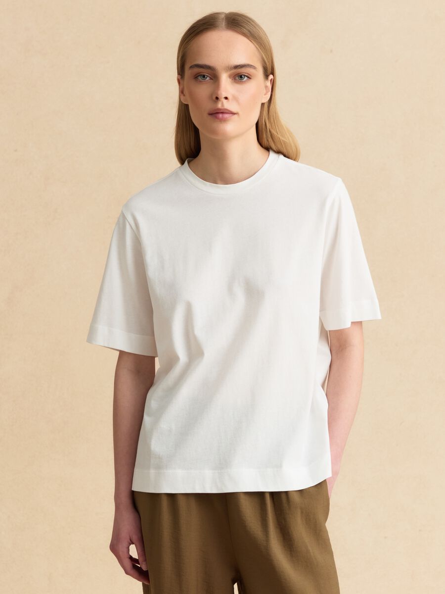 T-shirt bianca in puro cotone_1
