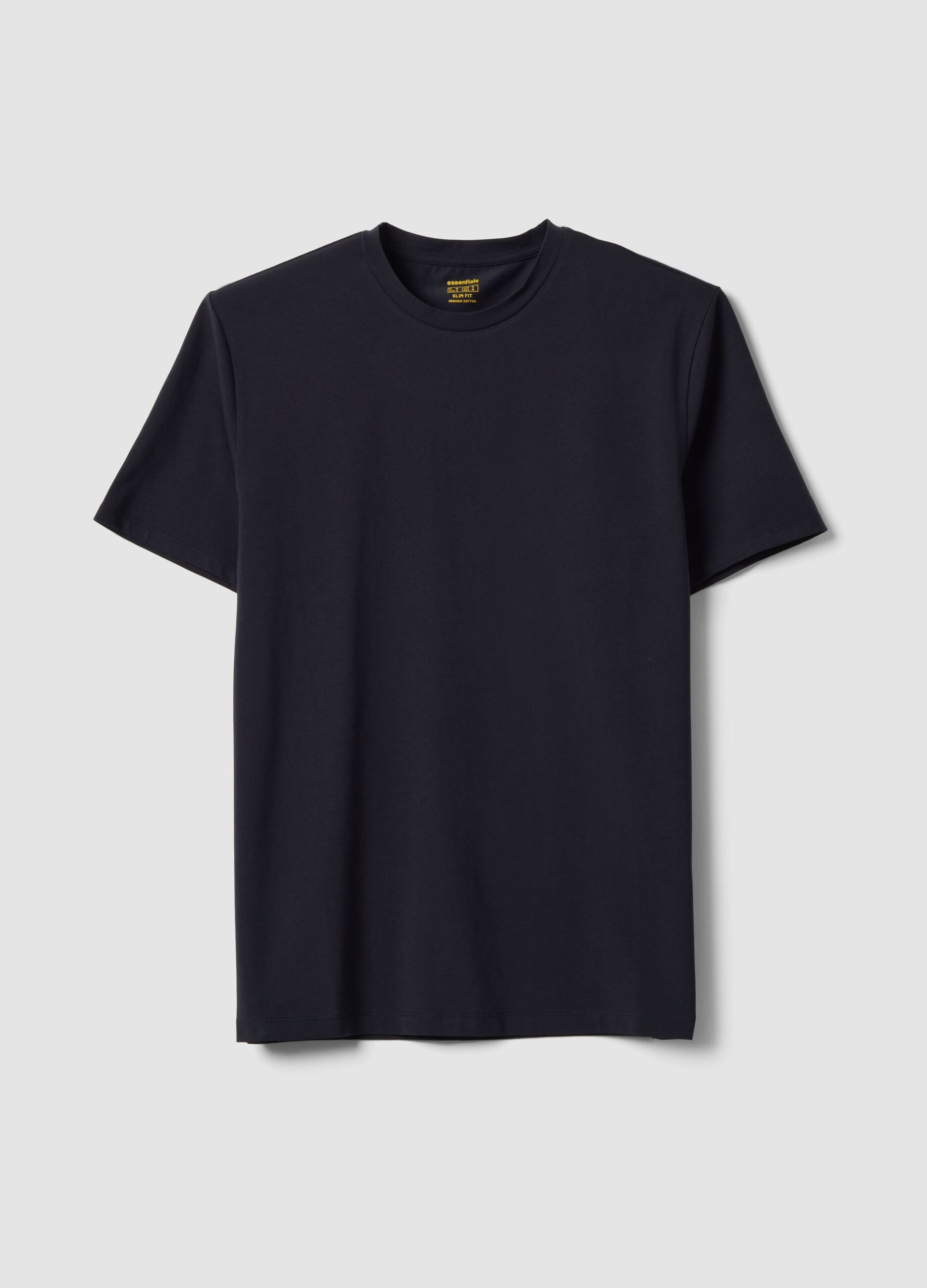 Men&rsquo;s black organic cotton slim-fit short-sleeve T-shirt