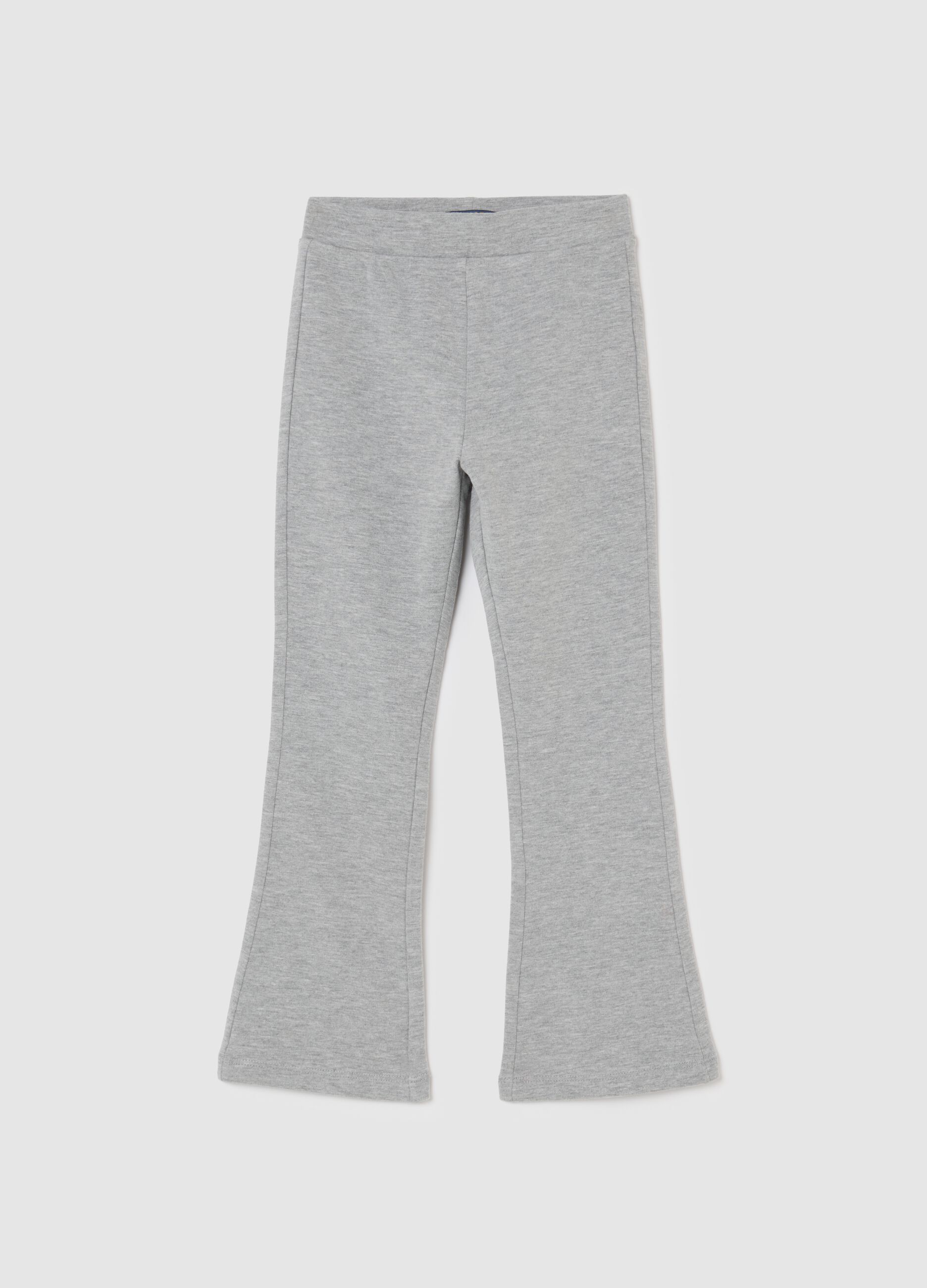 Grey stretch cotton flare leggings for girls
