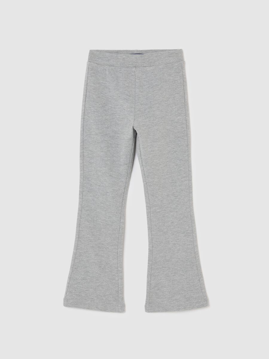 Grey stretch cotton flare leggings for girls_0