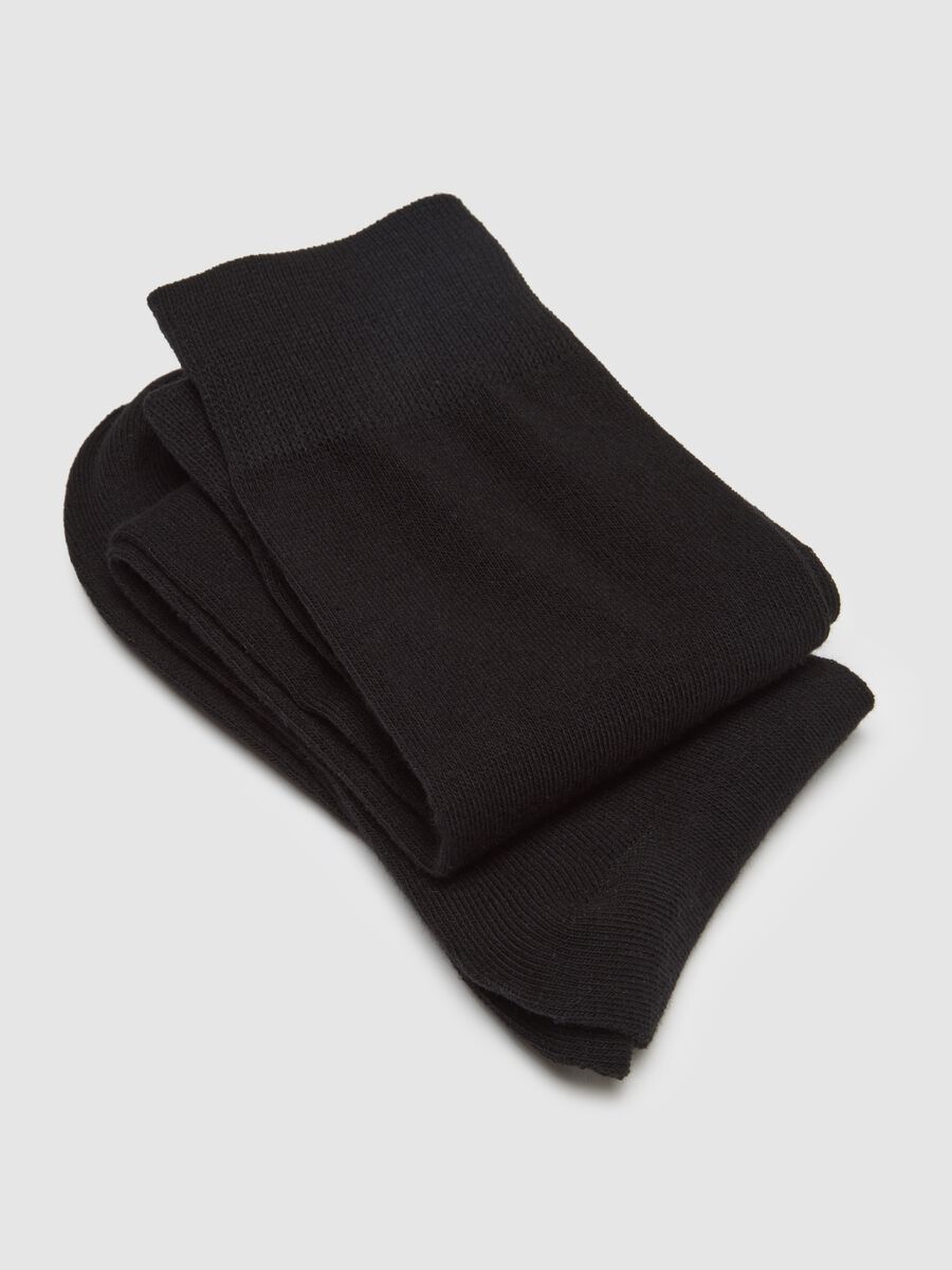 Three-pack of long black cotton blend socks, regular fit_1