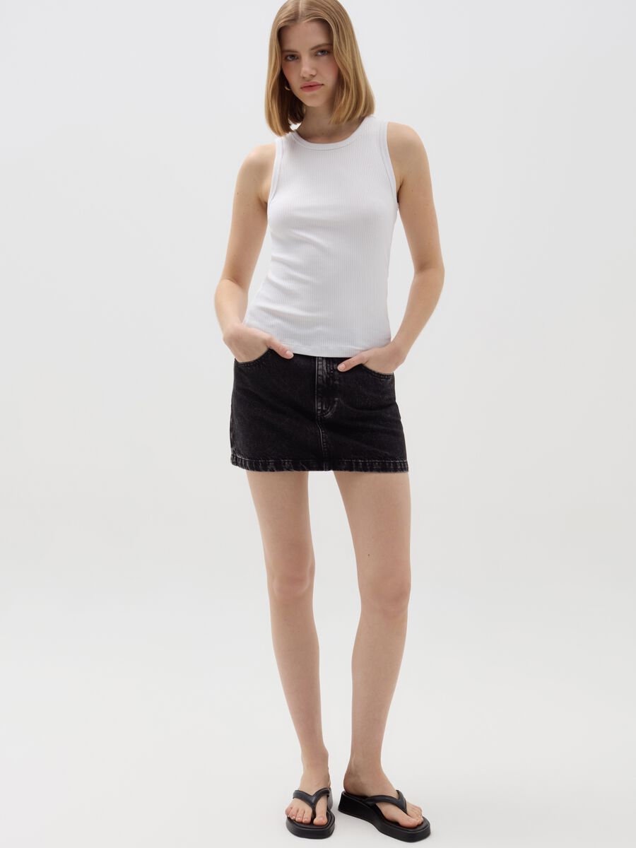 Denim miniskirt with five pockets_0