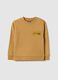 Brown crew neck cotton sweatshirt for children in over fit_0