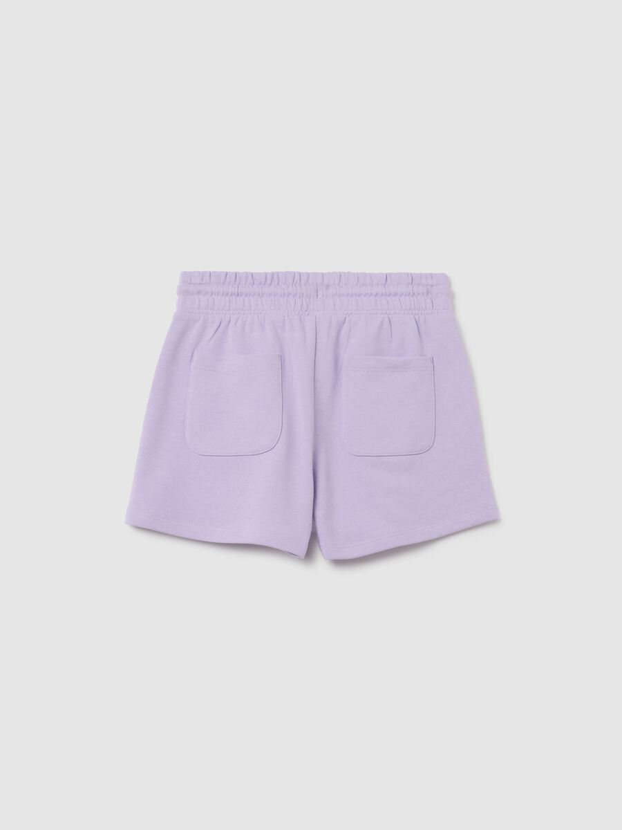 Shorts da ragazza in puro cotone viola regular fit con tasche posteriori_1