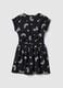 Girls' regular fit black pure cotton dress with rainbows_1