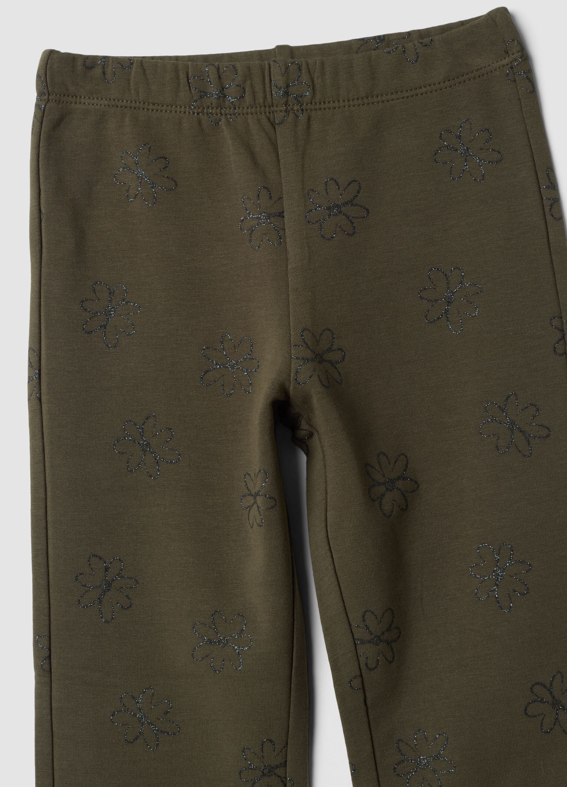 Green skinny-fit stretch cotton leggings