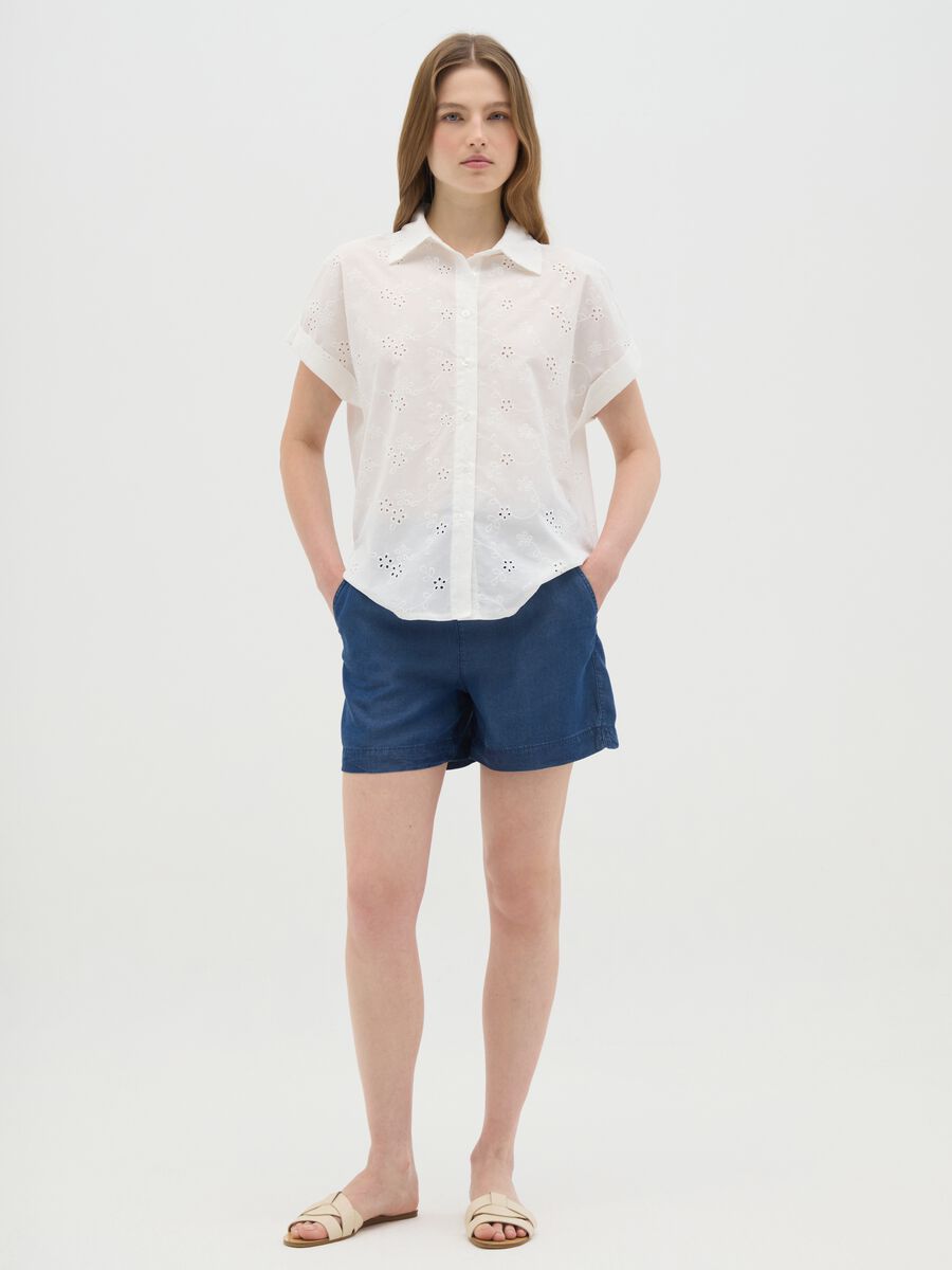 Women's Pure Cotton White Regular Fit Shirt_1