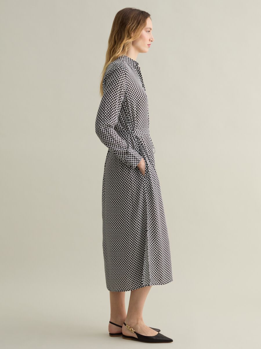 Shirt dress in viscose with micro print_1