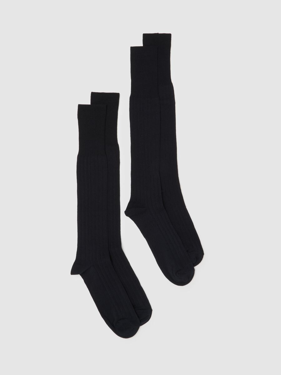 OVS Black Long Socks Twin Pack_0