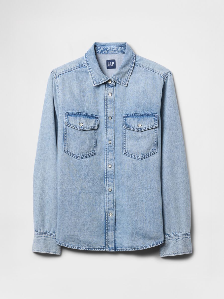 Camicia in denim con bottoni a pressione_3
