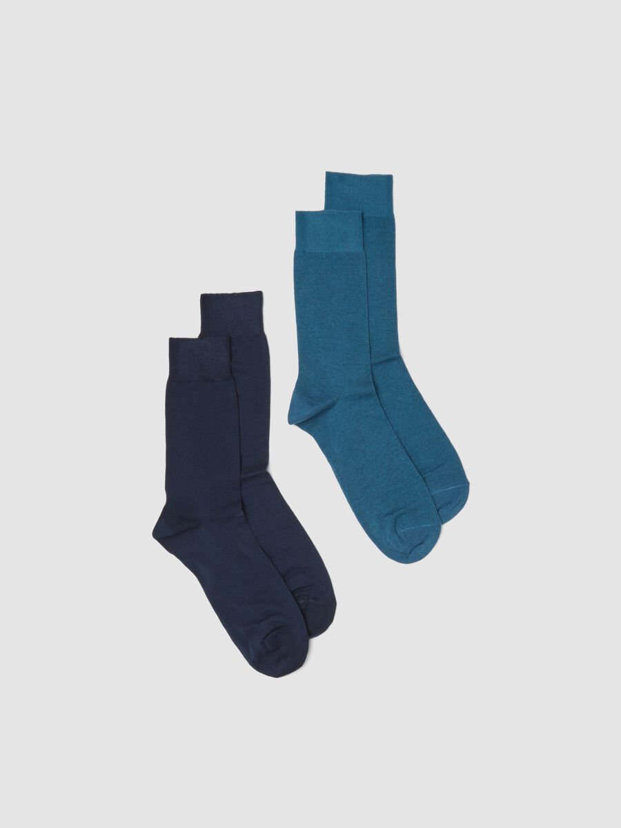 Blue short socks two-pack in cotton and cashmere blend_0