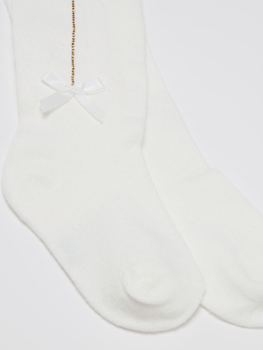 FSC® viscose tights with diamanté design and bow_1