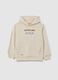 Beige children's hoodie in pure cotton with print_0